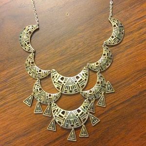 Silver crescent statement necklace